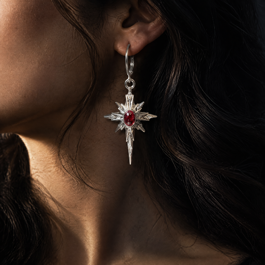 8 POINT STARS Silver ear shot