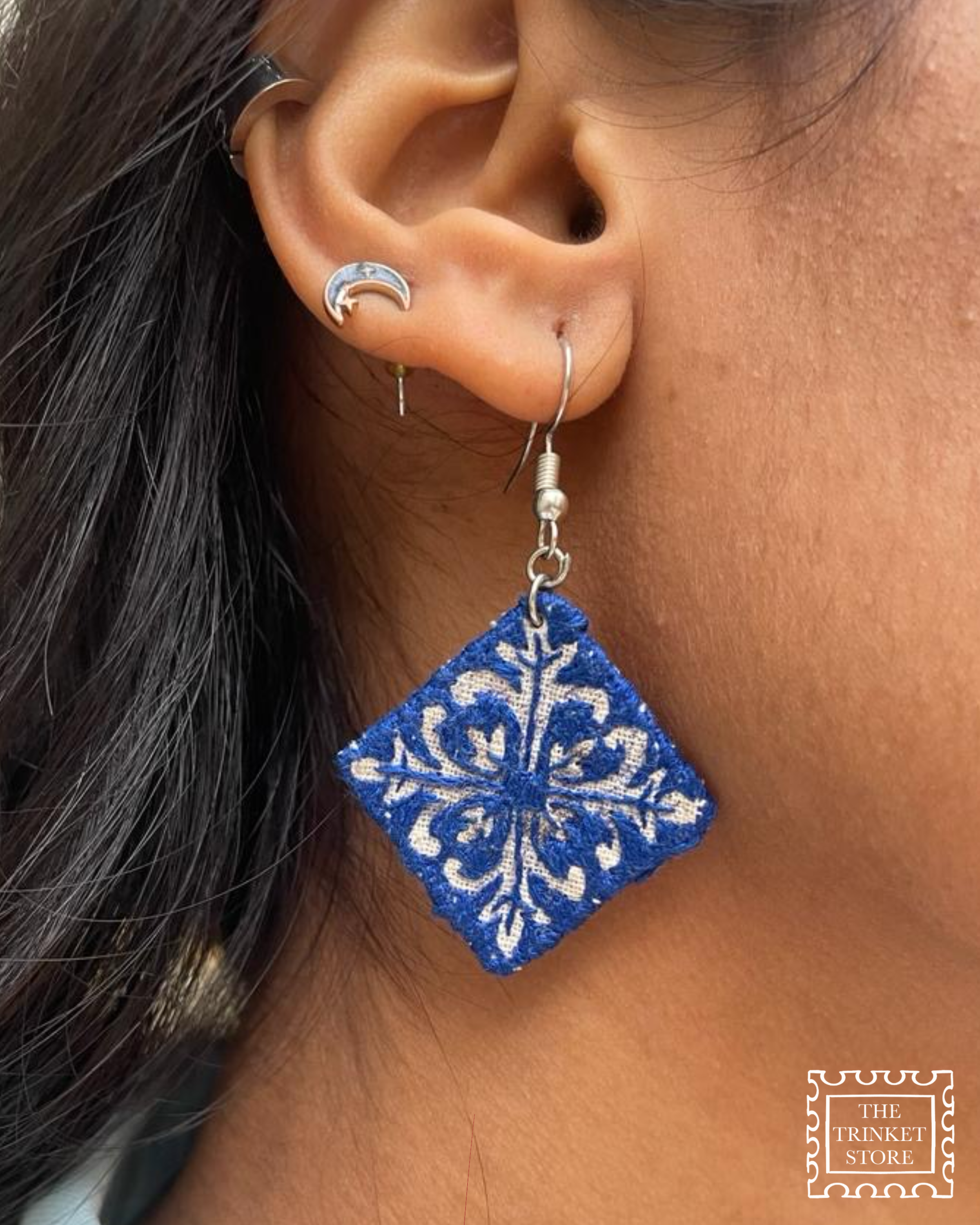 MOROCAAN TILE EMBROIDERED EARRINGS
