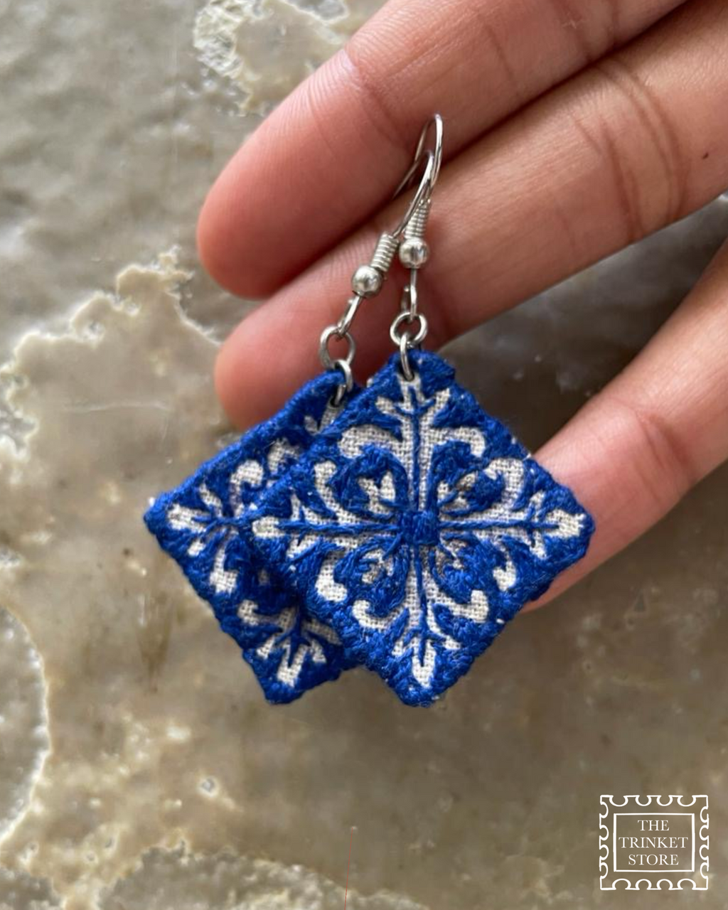 MOROCAAN TILE EMBROIDERED EARRINGS