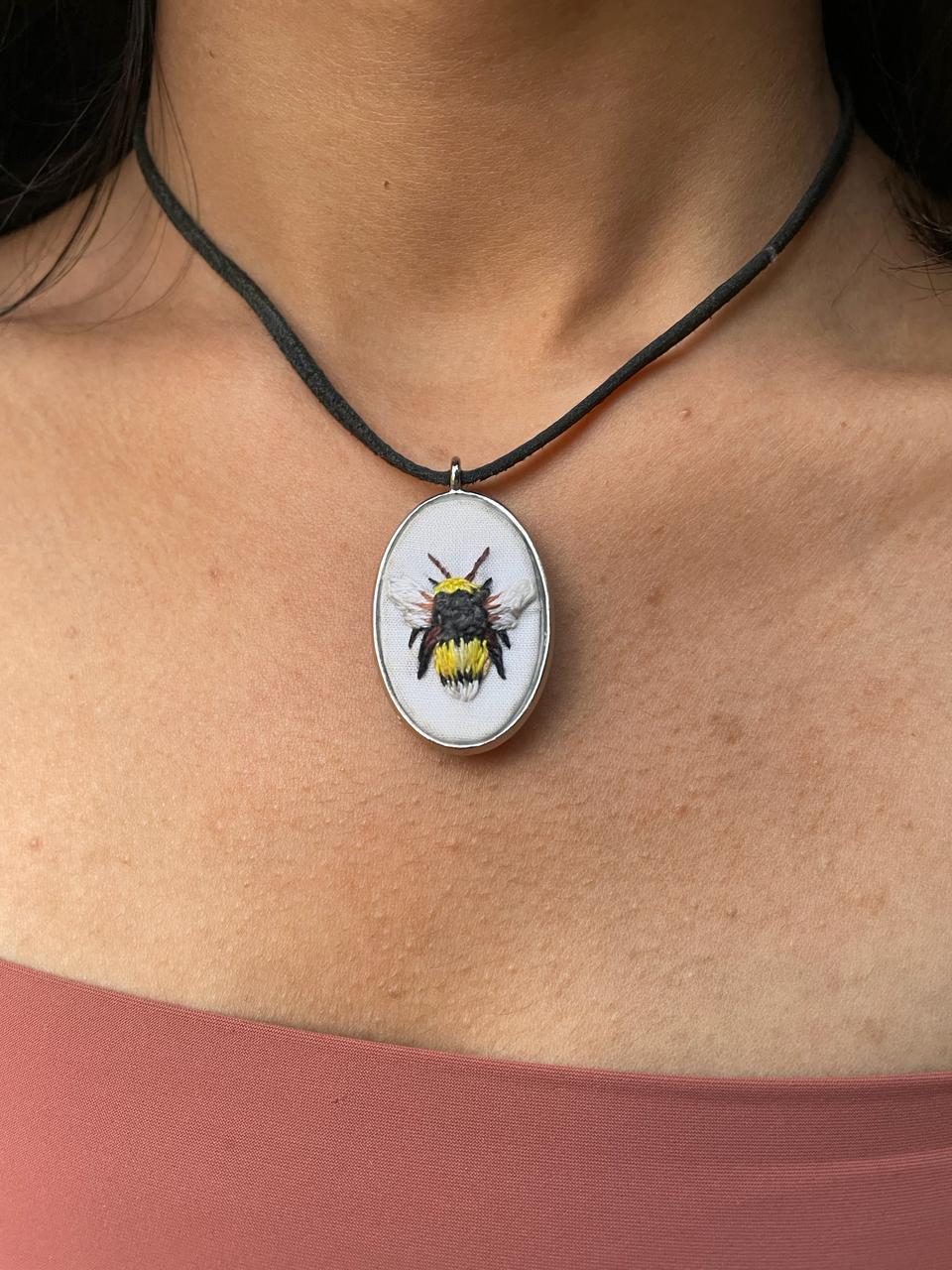 HONEYBEE EMBROIDERED PENDANT